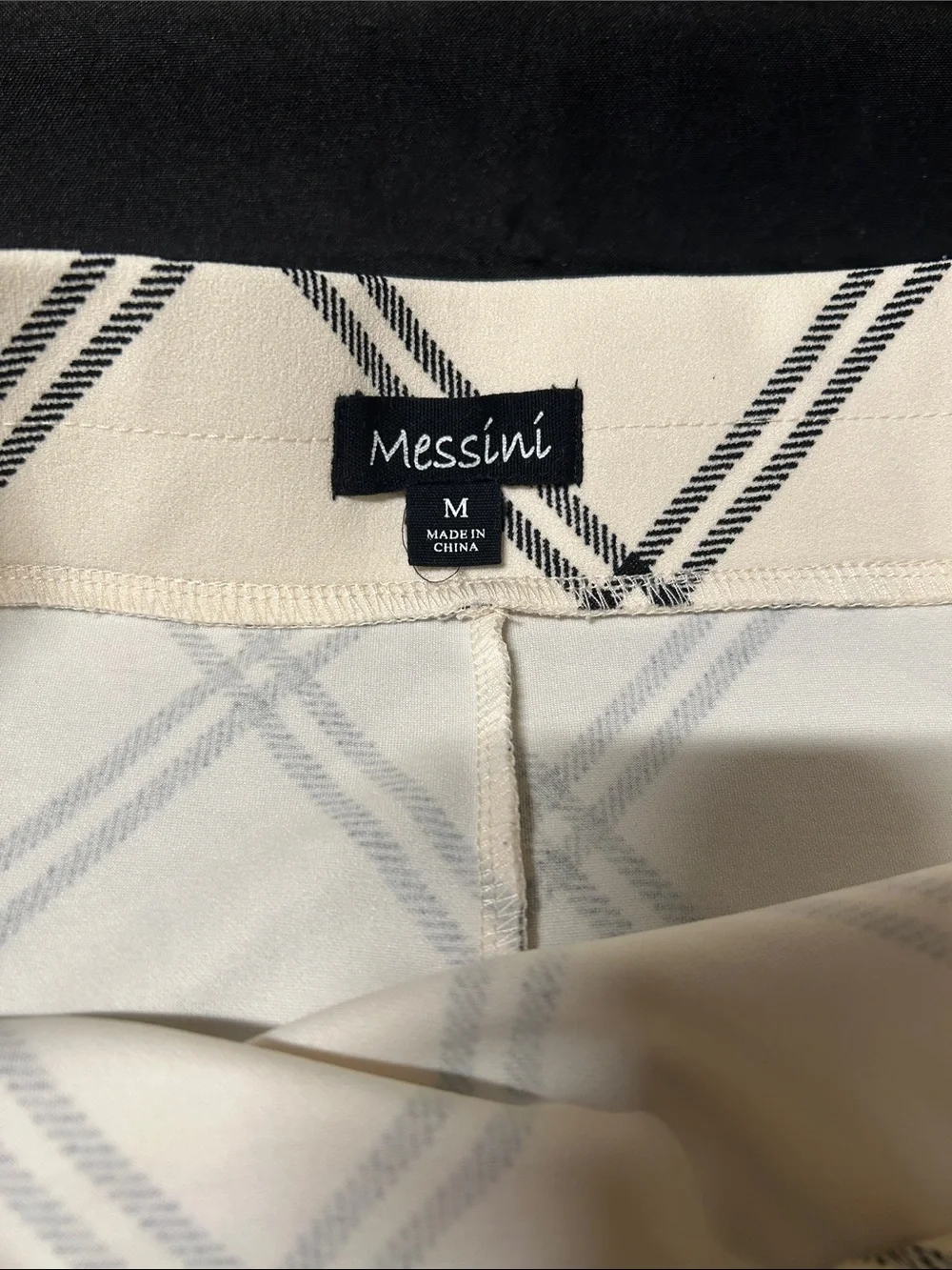 Cream Plaid A-Line Skirt with Black Windowpane